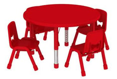 طاولة دائرية 4 كراسي قطر 90 سم - لون أحمر