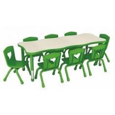طاولة رياض أطفال 8 كراسي مستطيلة مموجة 60*150- أخضر