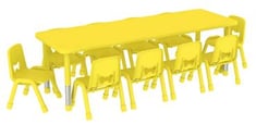 طاولة رياض أطفال 10 كراسي مستطيلة 180*60 - أصفر
