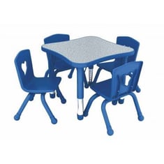 طاولة رياض أطفال 4 كراسي مموجة 60*60 - أزرق