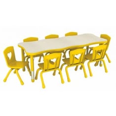 طاولة رياض أطفال 8 كراسي مستطيلة مموجة 60*150- أصفر