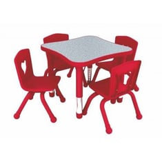 طاولة رياض أطفال 4 كراسي مموجة 60*60 - أحمر