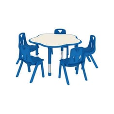 طاولة دائرية 6 كراسي مموجة قطر 120سم - لون أزرق