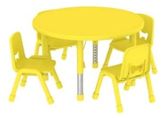 طاولة دائرية 4 كراسي قطر 90 سم - لون أصفر