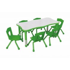 طاولة رياض أطفال 6 كراسي مستطيلة مموجة 60*120 - أخضر