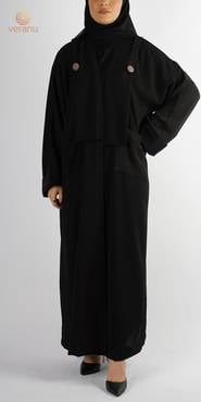 BL-0102 عبايه كلاسيك مع جيوب + ازارير