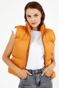 Women's Orange Waterproof Blown Vest