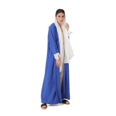 عباية كريب لينن الزرقاء 