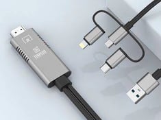 تن بلس محول 3 في 1  من HDMI إلى ايفون و مايكرو وتايب سي بطول متر وثمانين
