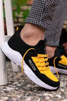 حذاء سنيكرز أصفر أسود للجنسين