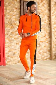 ملابس رياضية هودي برتقالي رجالي