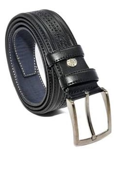 حزام كلاسيك جلد صناعي أسود رجالي (3.5 سم)