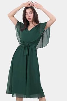 فستان ميدي شيفون أخضر نسائي