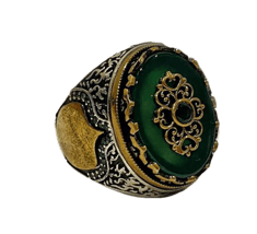 خاتم فضة 925 فص اخضر