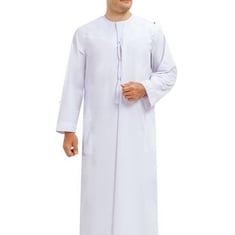ثوب البيت عماني كم طويل موديل ١٥ (ابيض)