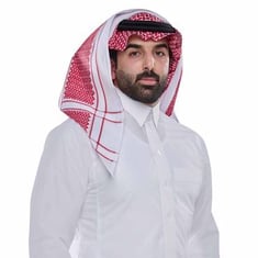 شماغ بروجيه أحمر غامق خطوط حمراء 