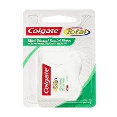 خيط تنظيف الأسنان مشمع بنكهة النعناع من كولجيت توتال - 25متر
