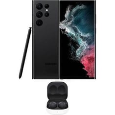 سامسونج جالاكسي S22 ألترا ثنائي الشريحة بذاكرة رام 12GB وذاكرة داخلية 256GB ويدعم 5G مع سماعات - أسود