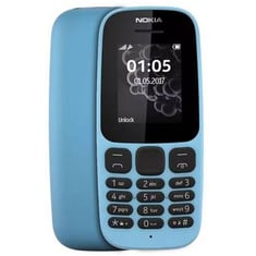 نوكيا هاتف 105 بشاشة 1.8 بوصة ثنائي الشريحة بذاكرة رام 4MB وذاكرة سعة 4MB يدعم تقنية 2G - أزرق