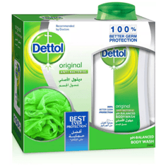 غسول الجسم الاصلي من ديتول 250مل+ليفة - Dettol body wash original 250ml + loofah