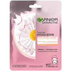 قناع الوجه بالبابونج من غارنييه - Garnier Skin Active Hydra Bomb Tissue Mask with Chamomile and Hyaluronic Acid