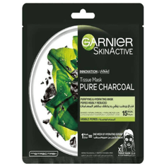 قناع الوجه بالفحم النقي من غارنييه -Garnier SkinActive Pure Charcoal Hydrating Face Tissue Mask
