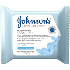 مناديل ميسيلار للبشرة الجافة  من جونسون 25 منديل - Johnsons Daily Essentials Face Wipes Dry Skin 25 Wipes