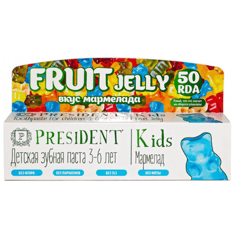 معجون اسنان كيدز 3-6 جلي فروت من بريزيدنت - President Kids 3-6 jelly fruit Toothpaste