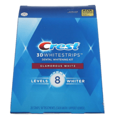 مجموعة تبييض الأسنان، بياض ناصع، 28 شريط - Crest, 3D Whitestrips, Dental Whitening Kit, Glamorous White, 28 Strips