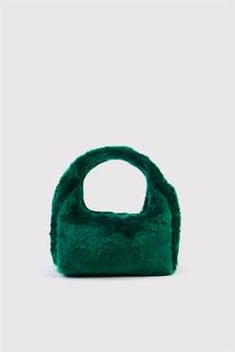 Women's Green Artificial Fur Bag