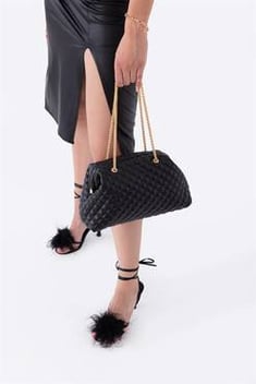 Women's Chain Strap Black Quilted Bag