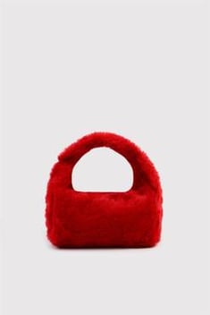 Women's Red Artificial Fur Bag