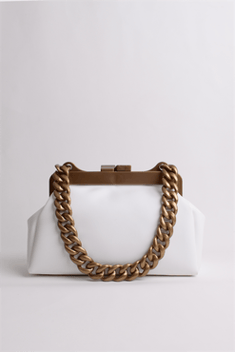 Women's Chain Strap White Shoulder Bag