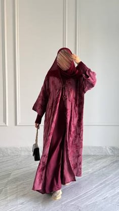 two-piece abaya set maroon