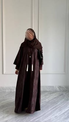 two-piece abaya set brown