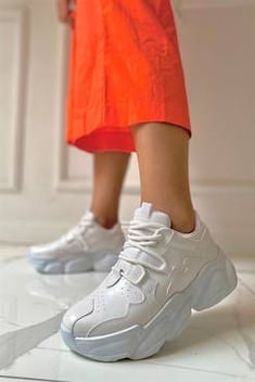 Gillian Beyaz Bağcıklı Kadın Sneakers
