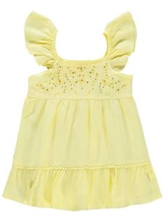 فستان أصفر مطرز بناتي