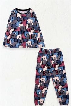 Boy's Patterned Multi-color Pajama Set