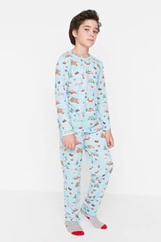 Boy's Printed Blue Pajama Set