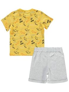 Boy's Patterned Mustard T-shirt &amp; Shorts Set
