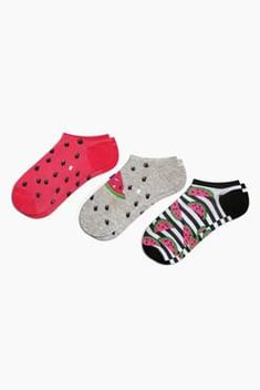 Women's Watermelon Pattern Socks - 3 Pairs