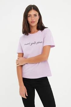 Women's Printed Lilac T-shirt