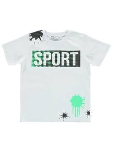 Boy's Printed White T-shirt &amp; Shorts Set