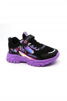 Kid's Velcro Strap Black - Lilac Sport Shoes