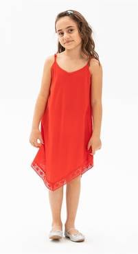فستان شاش أحمر بناتي
