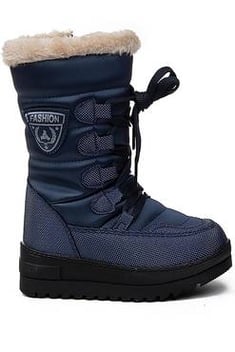 Girl's Zipper Navy Blue Snow Boots