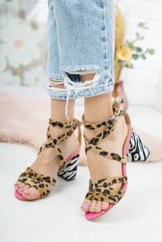 Women's Zebra - Leopard Pattern Heeled Shoes