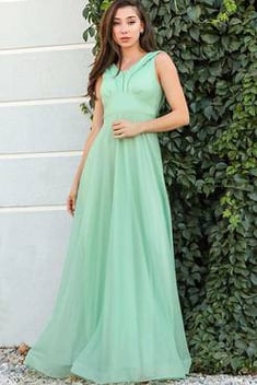 Women's Glitter Green Long Evening Dress