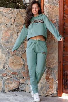 ملابس رياضة هودي أخضر لوزي نسائية