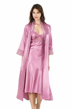Women's Dusty Rose Satin Nightgown &amp; Morning Robe Set